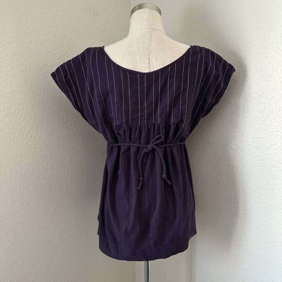 Vintage Anthropologie Scoop Neck Blouse Pintuck Floral Embroidered Cap Sleeve Co - Picture 2 of 9